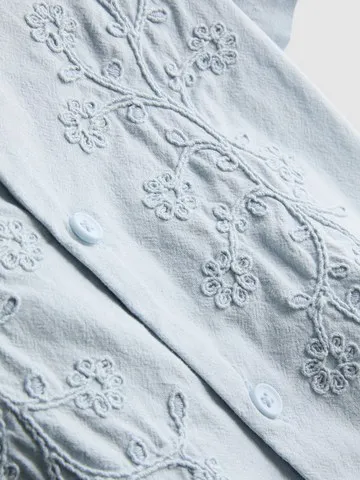 1.5-12yrs | The Edit Cotton Floral Embroidered Shirt