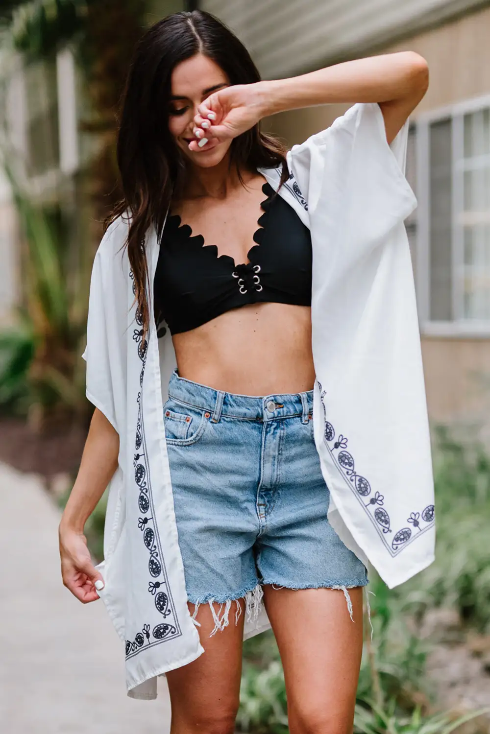 Swimwear Retro Floral Pattern Kimono