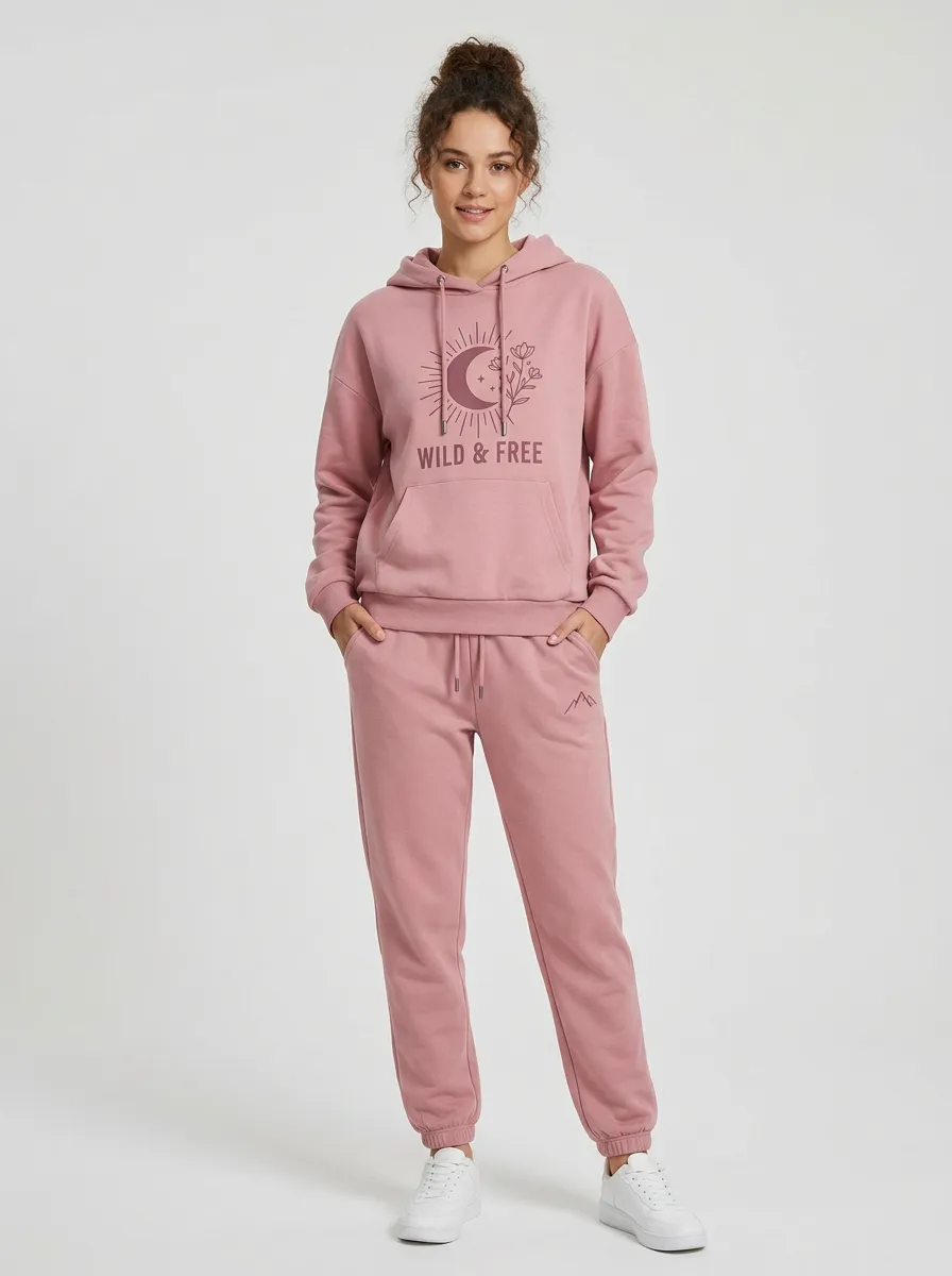 Women's Wild & Free Moon Floral Hoodie & Jogger Set