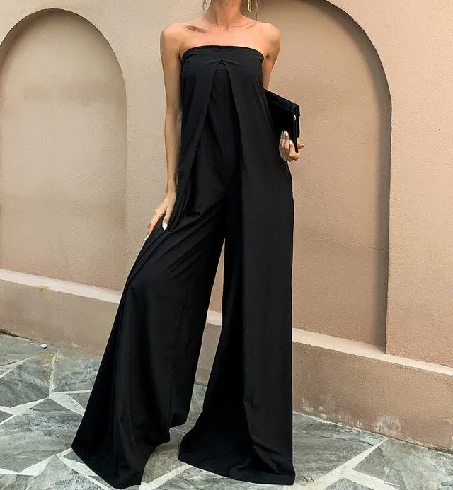 Modern Tailoring High-Waisted Wide-Leg Cotton-Blend Jumpsuit