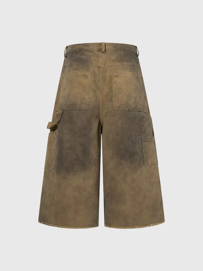 Wide-Leg Printed Jorts