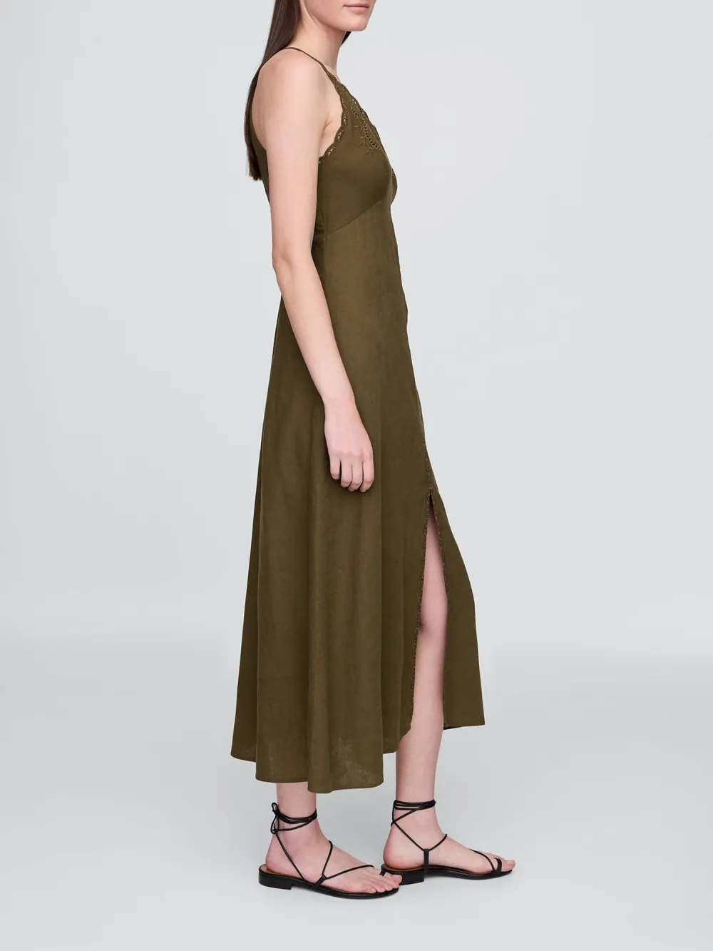 Deep V-Neck Slit Dress