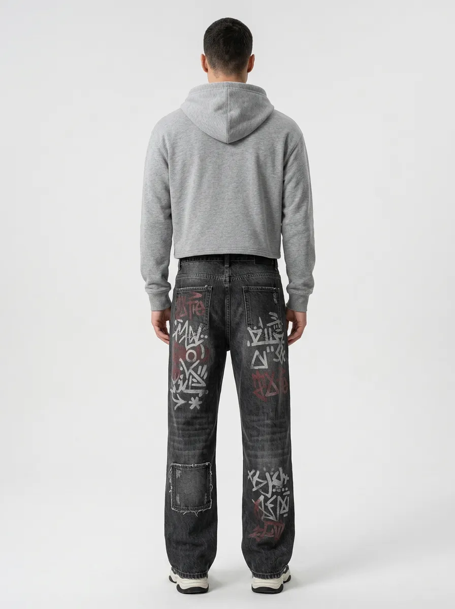 Unisex Streetwear Graffiti Jeans