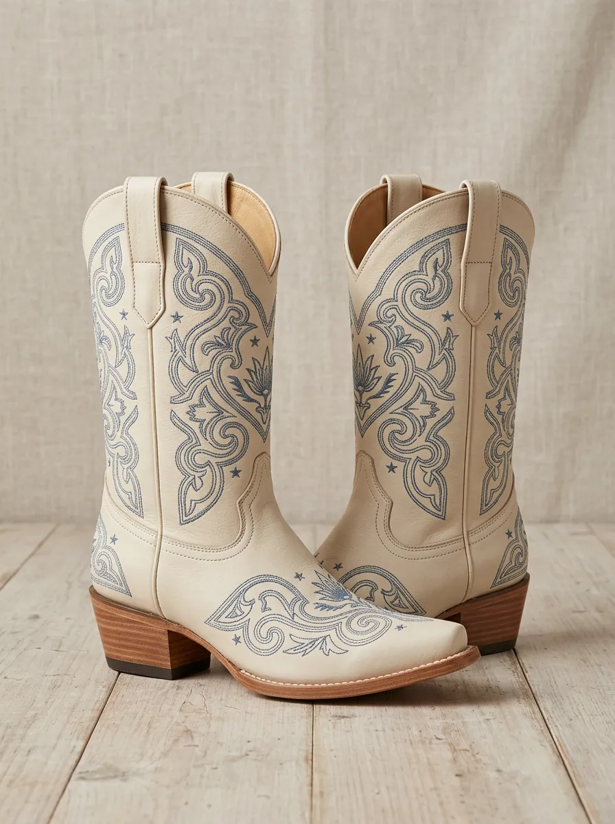 Unisex High-Plains Desert Floral Embroidered Motif Western Cowboy Boots