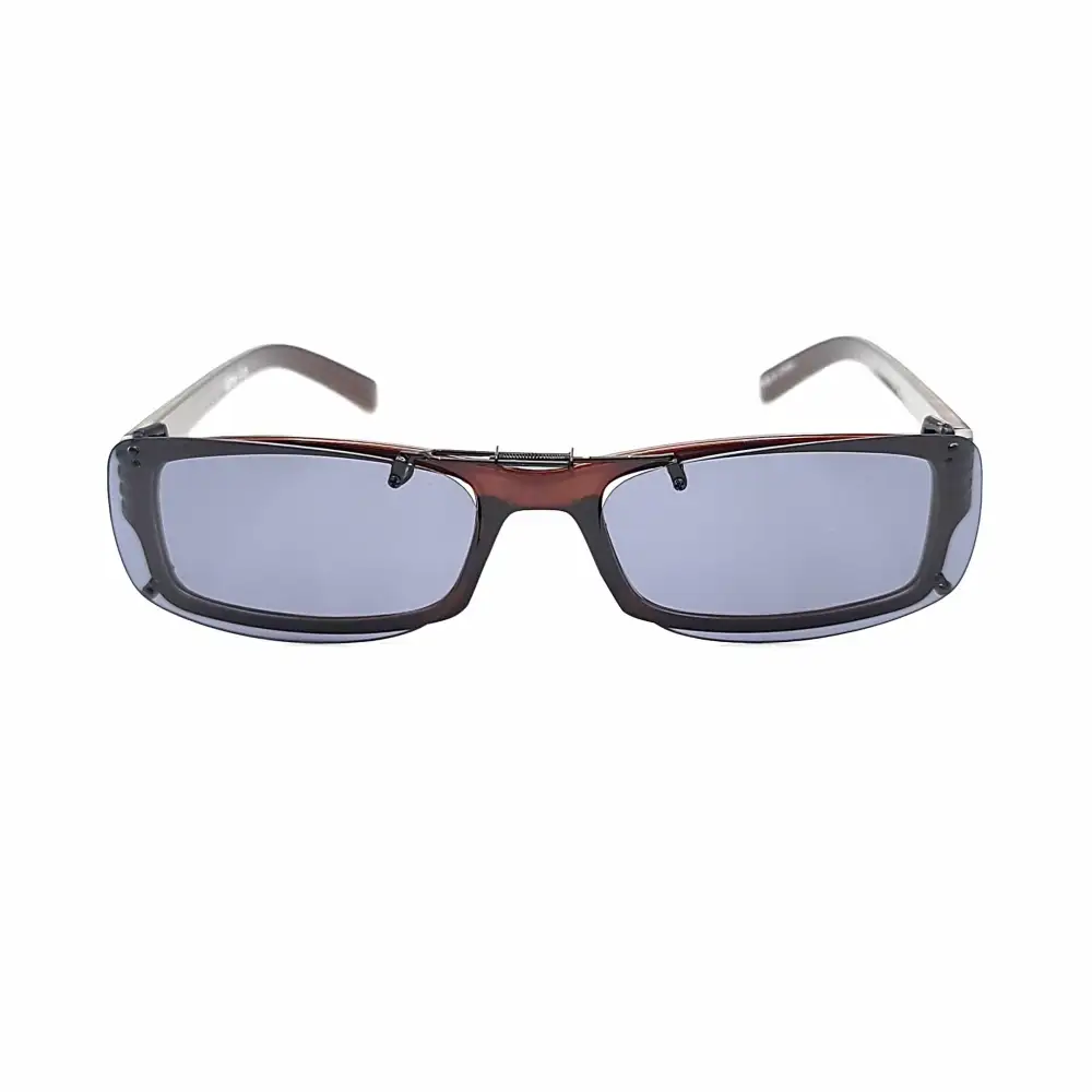 Frameless 54mm Rectangular Polarized Clip-On Sunglasses