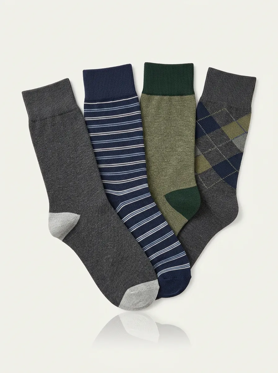 Men's Pattern-Mix Four Pair Socks