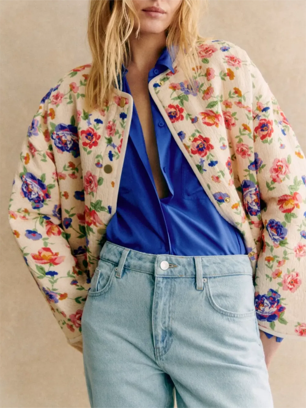 Plants Print Polyester Jacket