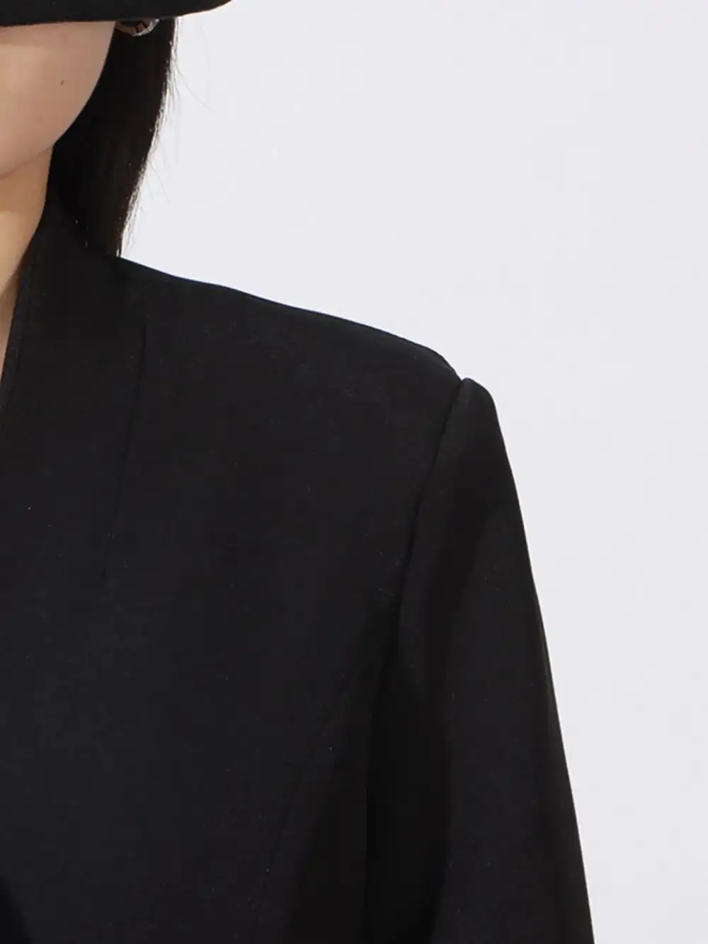 Button-Front Long-Sleeve Blazer