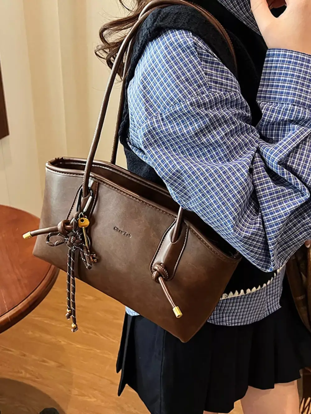 Vintage Faux Leather Shoulder Bag