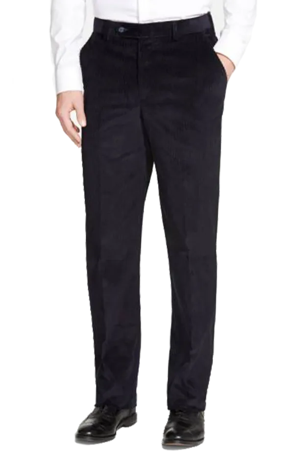 Corduroy Poplin Microfiber Performance Flat Front Trousers