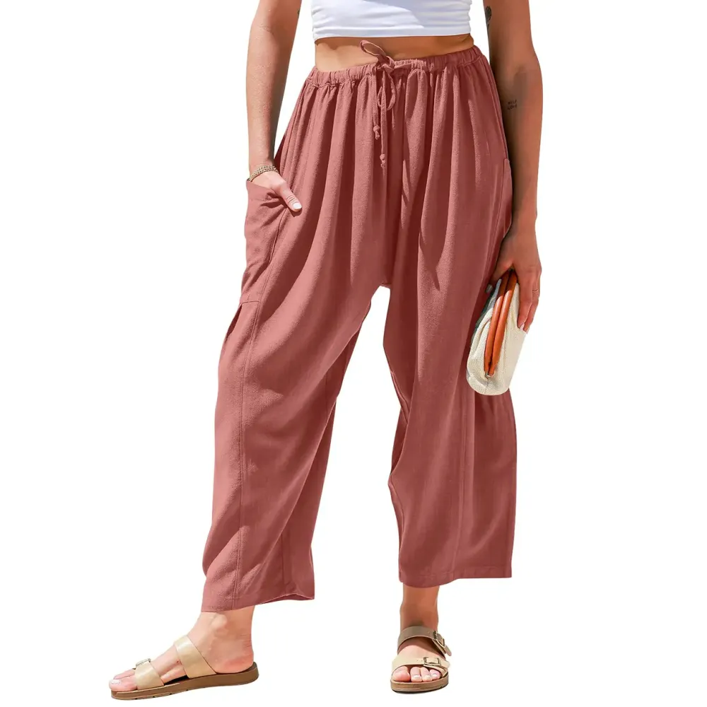 Women’s Linen Blend Wide Leg Pants