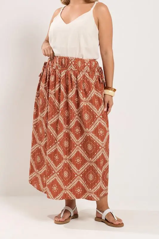 Rust Orange Abstract Skirt