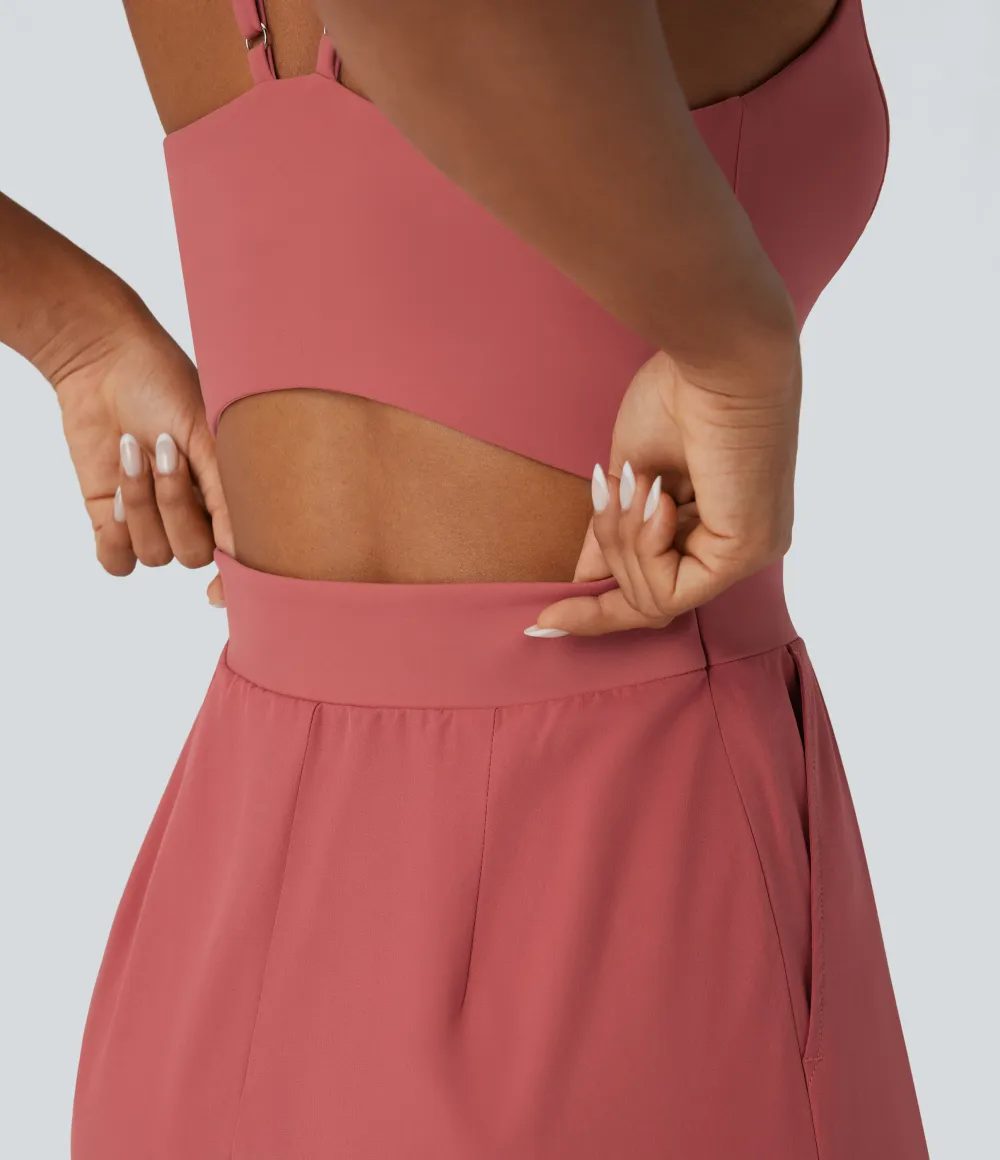 Breezeful Wide Leg Quick Dry Casual Slip Jumpsuit with Pockets-Easy Peezy Edition