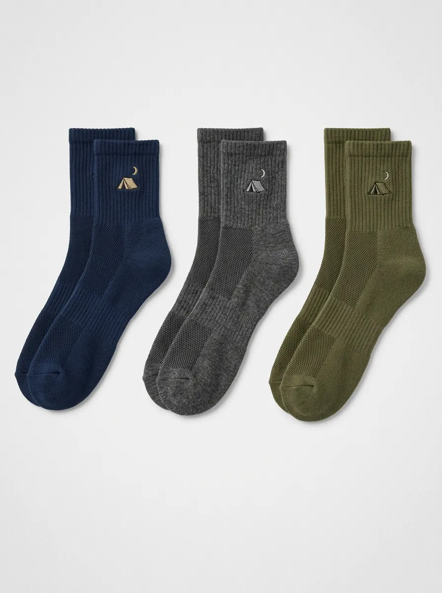 Men's Three-Pair Tent & Moon Crew Sock Set