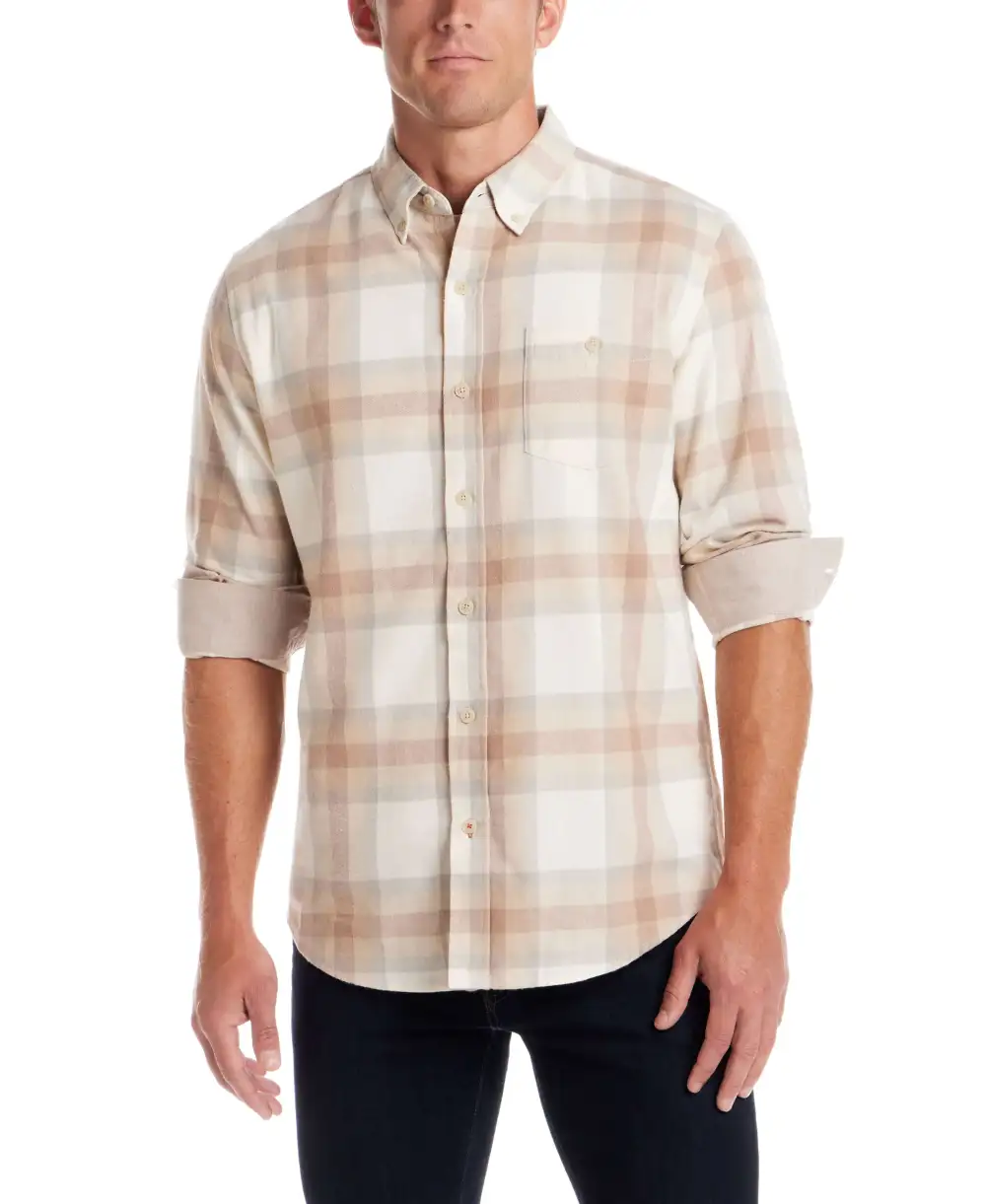 Men's Layered Plaid Flannel Brushed Shirt