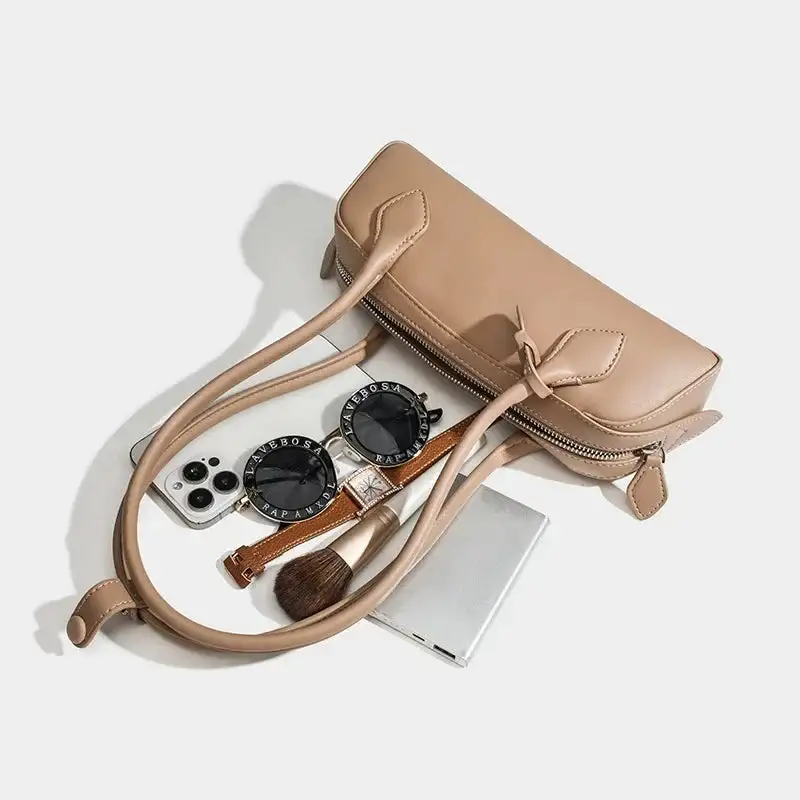 French Niche Sausage Bag – Retro Leather Underarm Crossbody