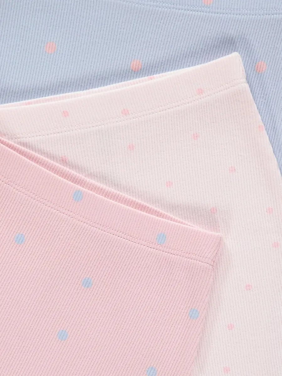 Pastel Polka Dot Ribbed Leggings 3 Pack
