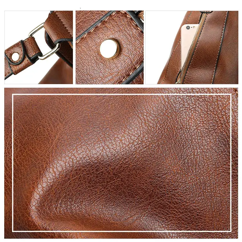 Leather Look Hobo Bag Large Shoulder Handbag Crossbody Strap