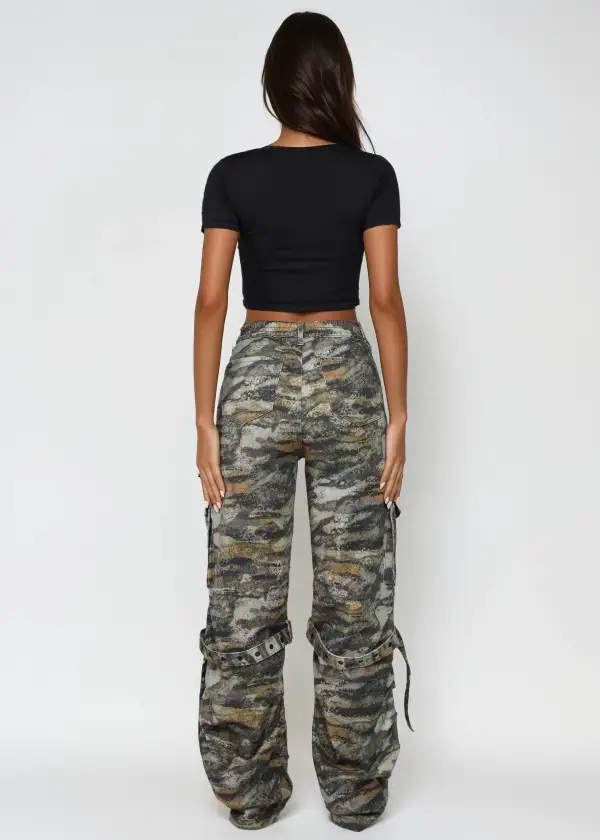 High-Rise Wide-Leg Baggy Utility Cargo Pants