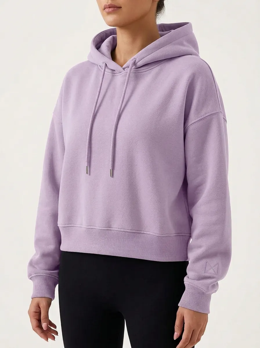 Women's Minimalist Solid Grey Plain Printed Hoodie