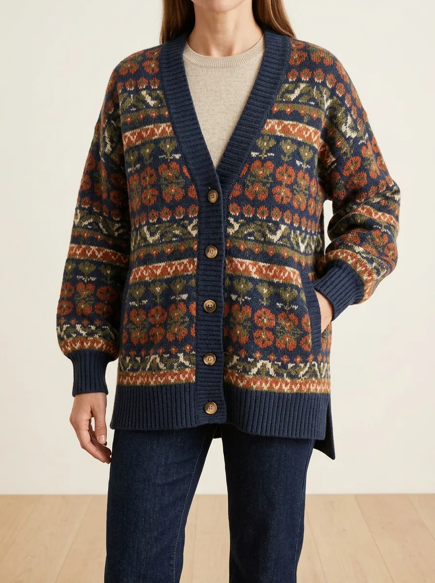 Modern Knit V Neck Button Front Women's Knitted Cardigan