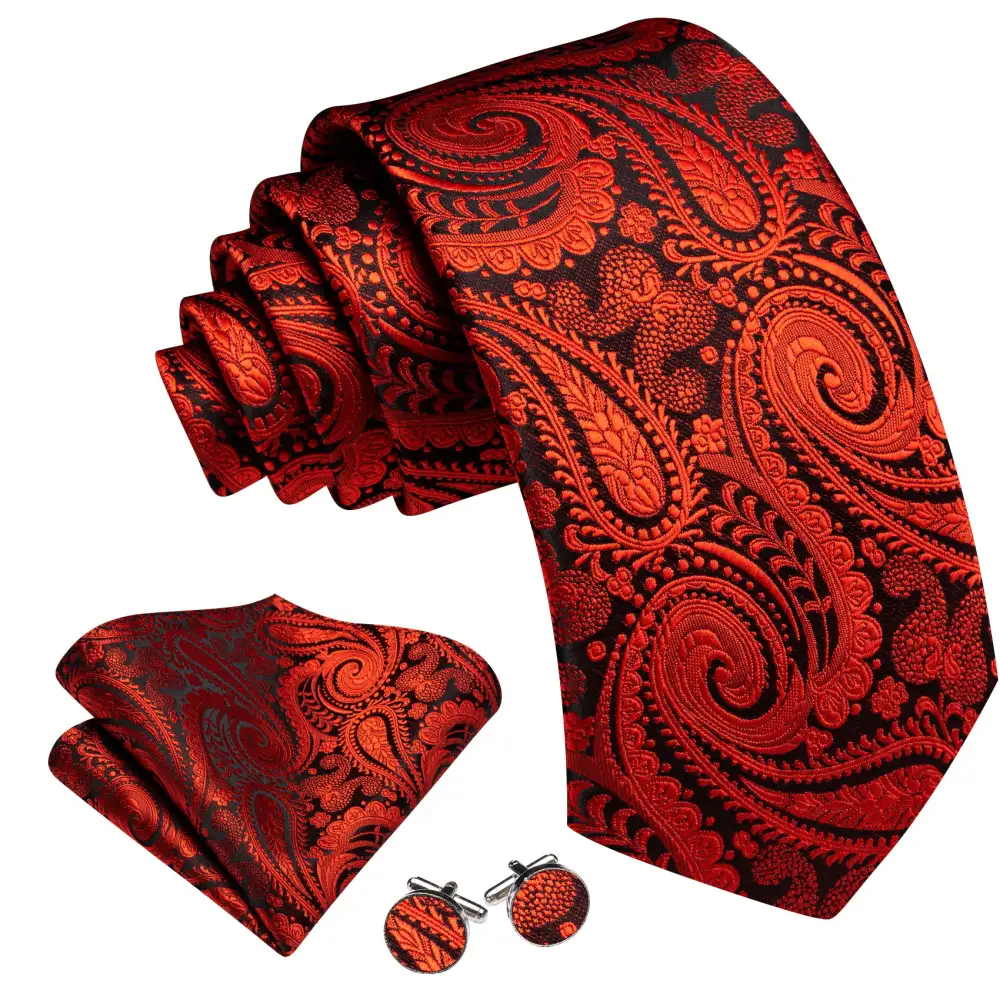 Comfortable Paisley Silk Necktie Set