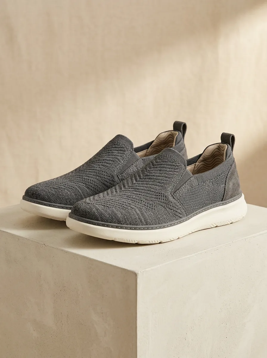 Outdoor-Inspired Knit Graphic Essential Men's Stretch Canvas Shoes