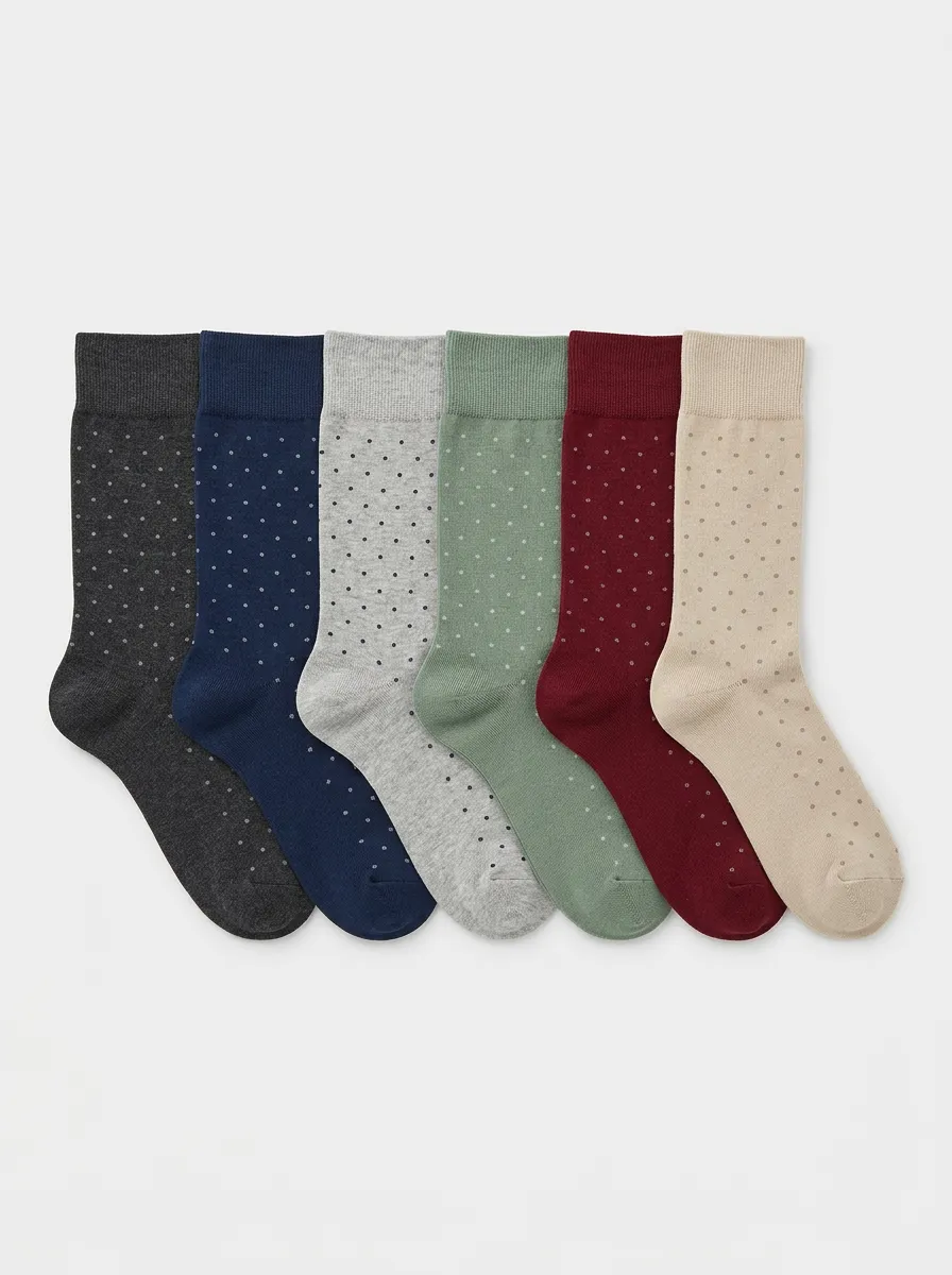 Men's Polka-Dot Ribbed Crew Socks Set