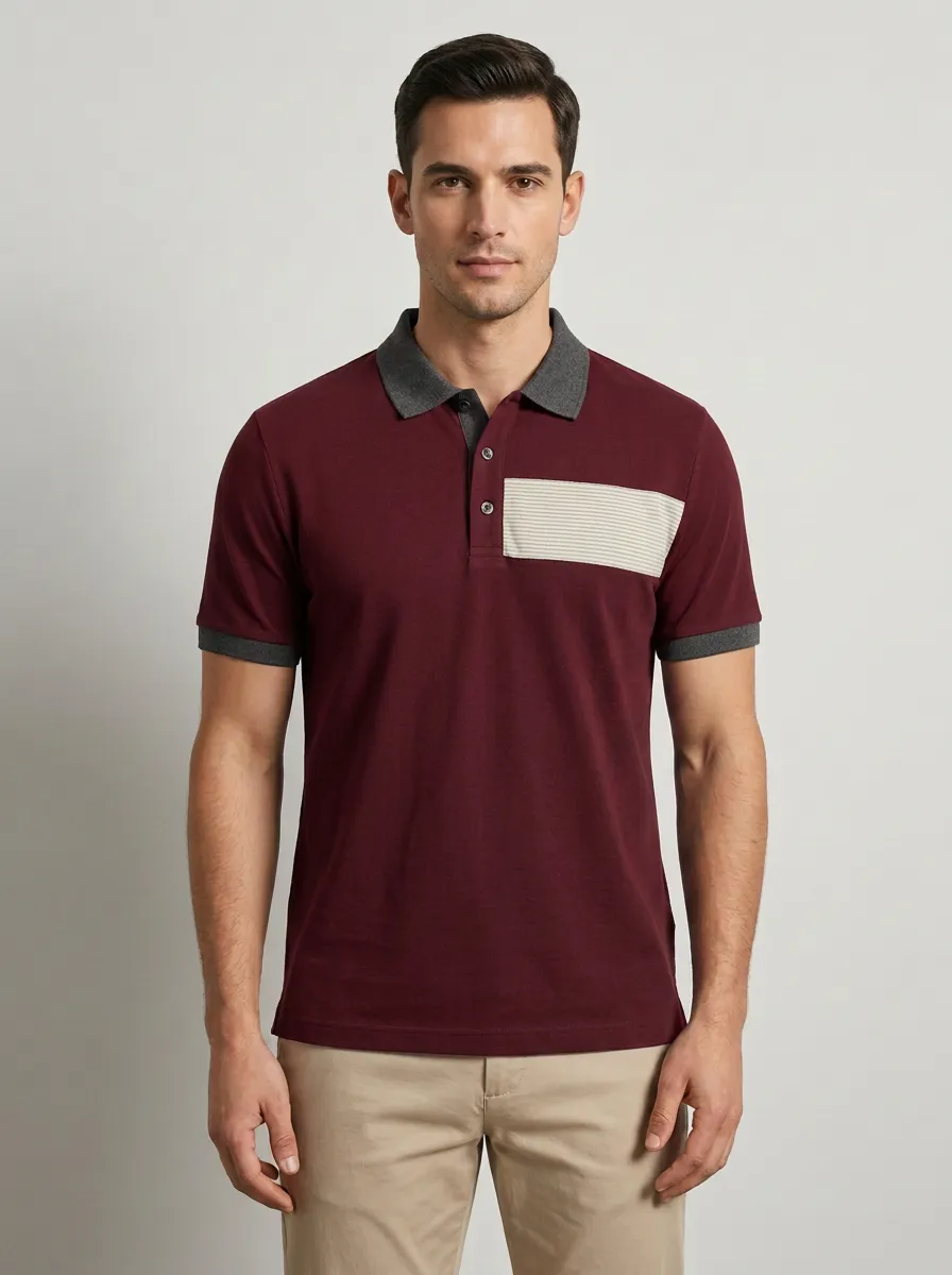 Men's Classic Comfort Pocket Detail Printed Polo Shirt
