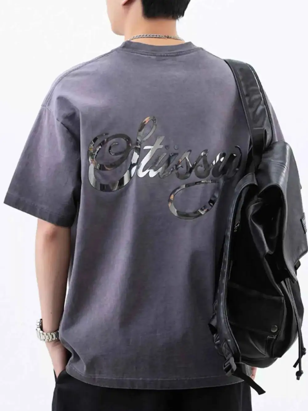 Oversized Round Neck Letter Graphic T-Shirt