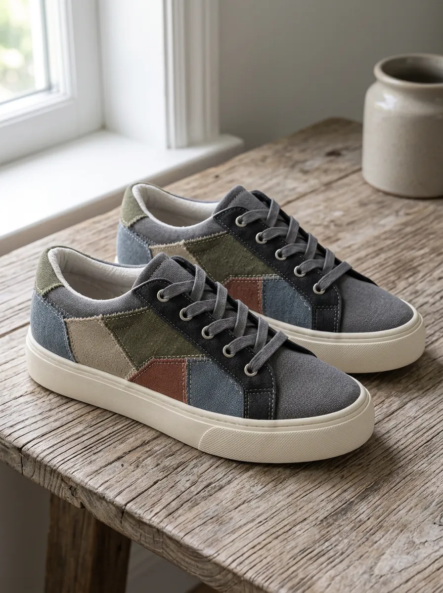 Men's Refined Casual Vintage Patchwork Patterned Canvas Shoes