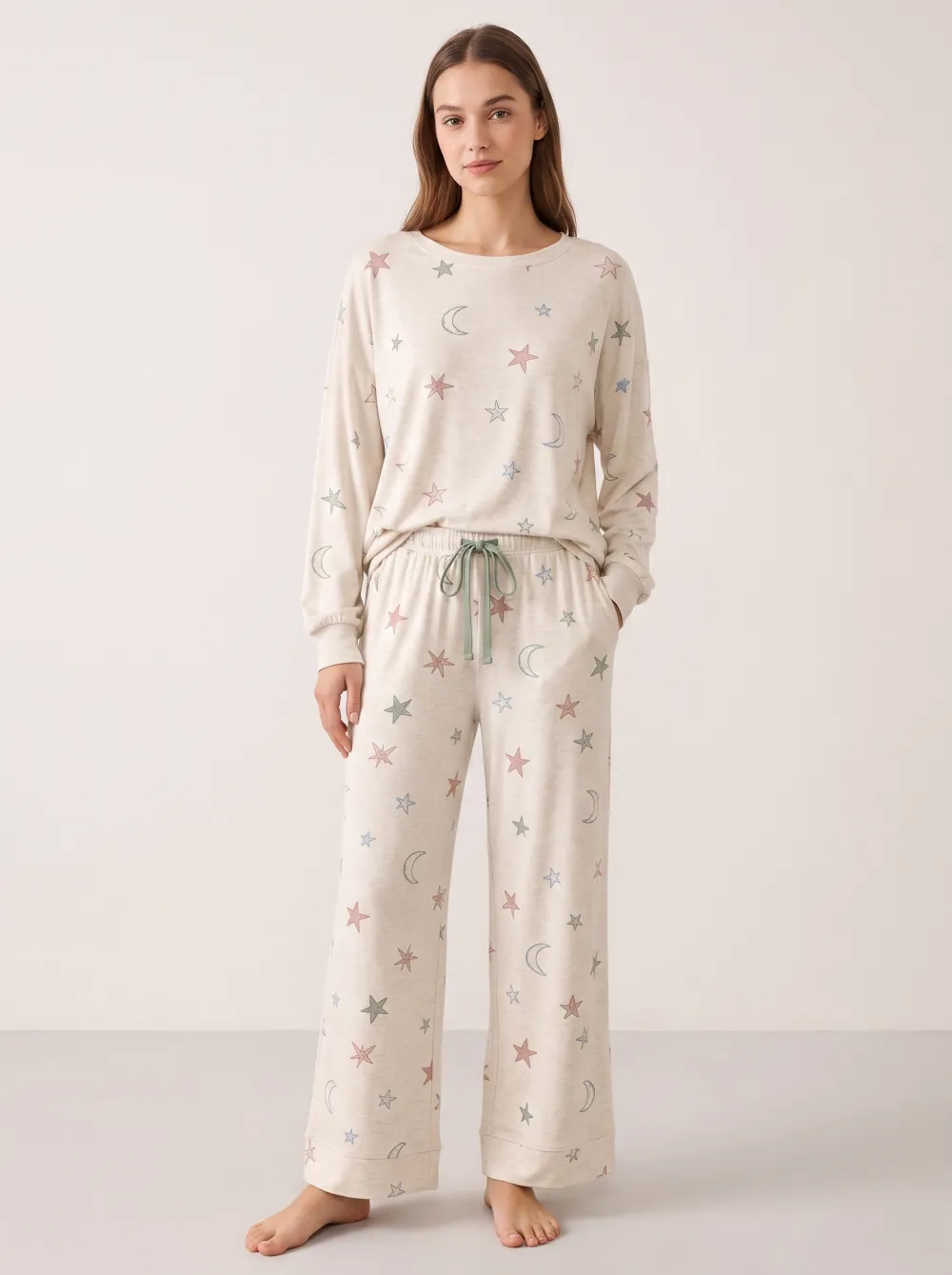 Women's Celestial Star Moon Pattern Printed Lounge Set