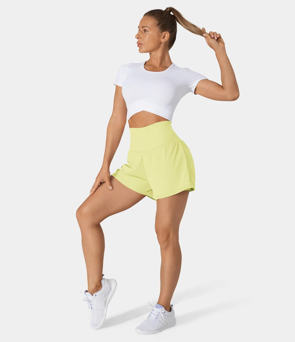2026🔥  Super High Waisted Back Pocket & Side Hidden Pocket 2-in-1 Yoga Shorts 2.5