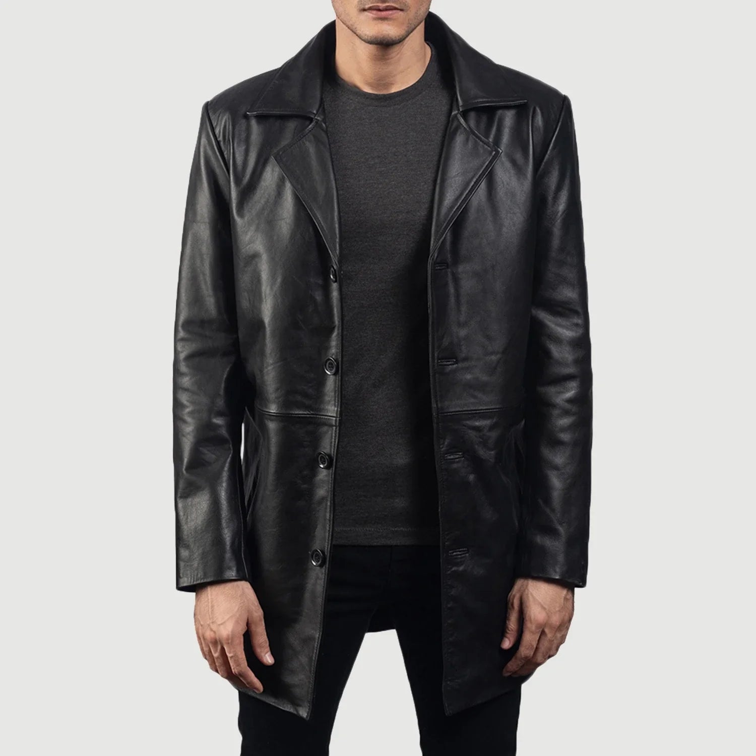 Men's Classic Leather Coat