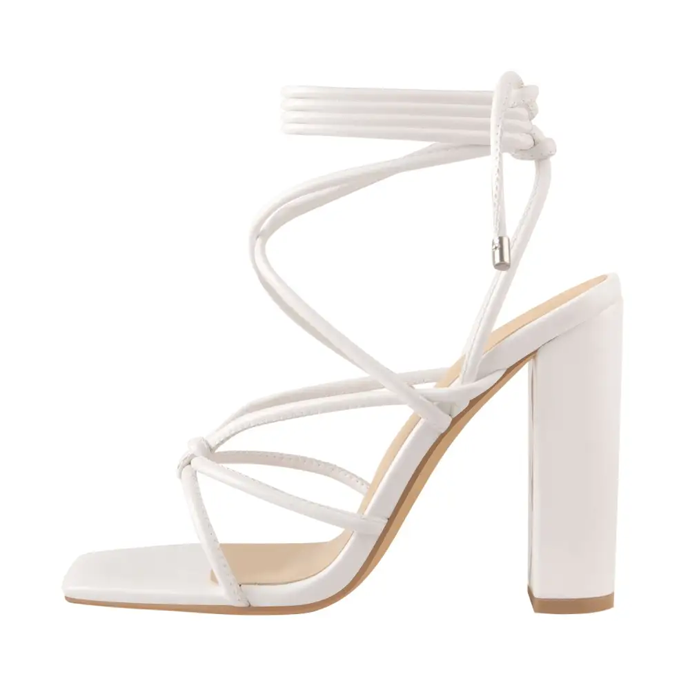 Lace Up Chunky High Heel Sandals