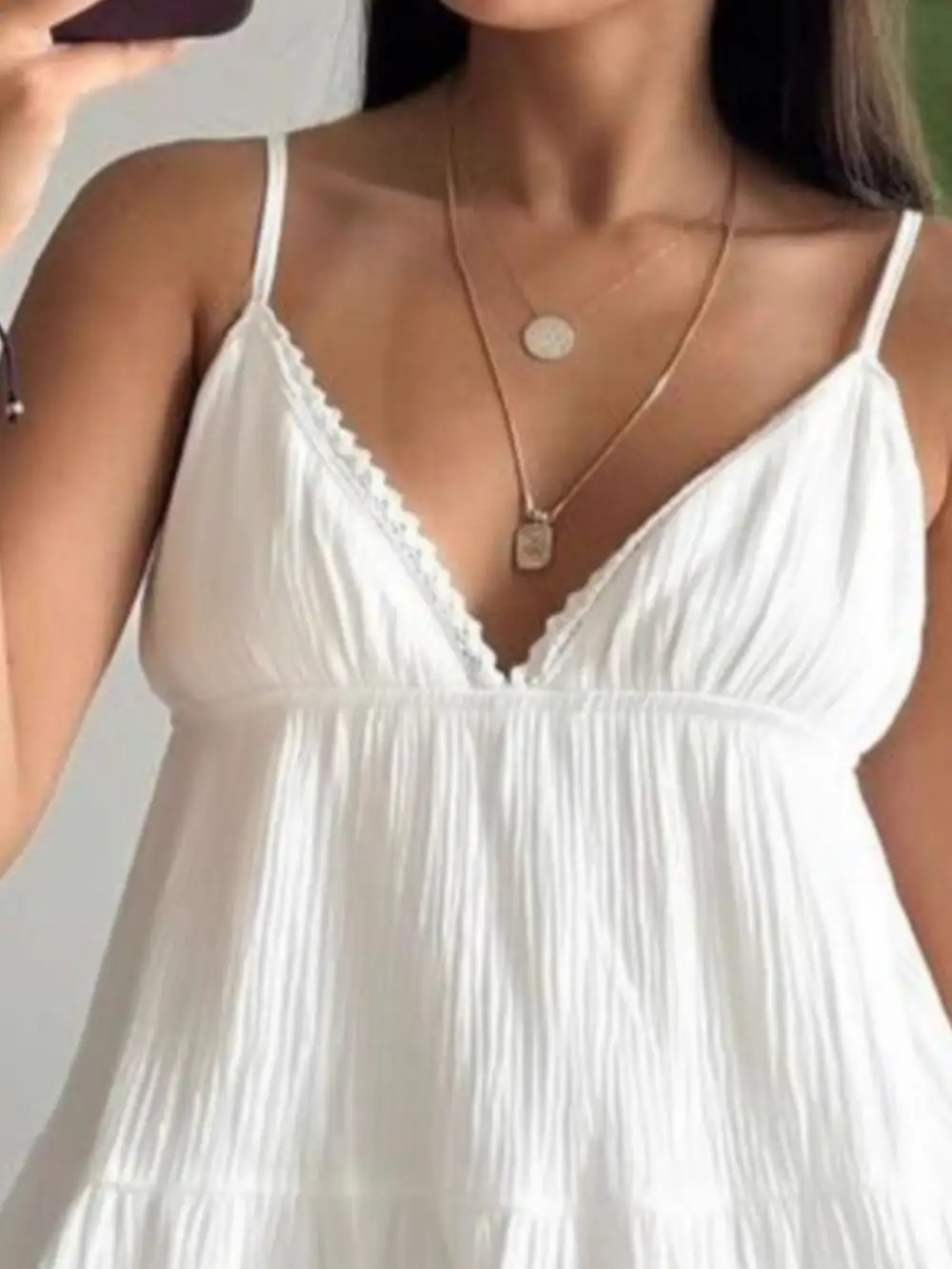 V Neck Tiered Mini Dress