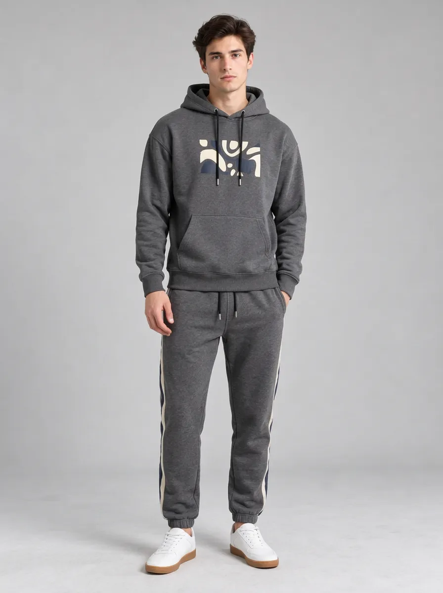 Men's Abstract Graphic Printed Hoodie and Jogger Set