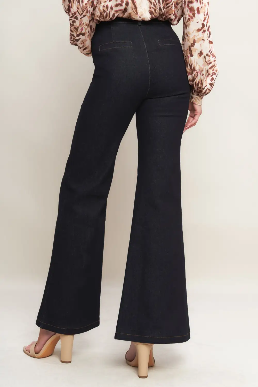 Denim Flared Belted Pocketed Jeans