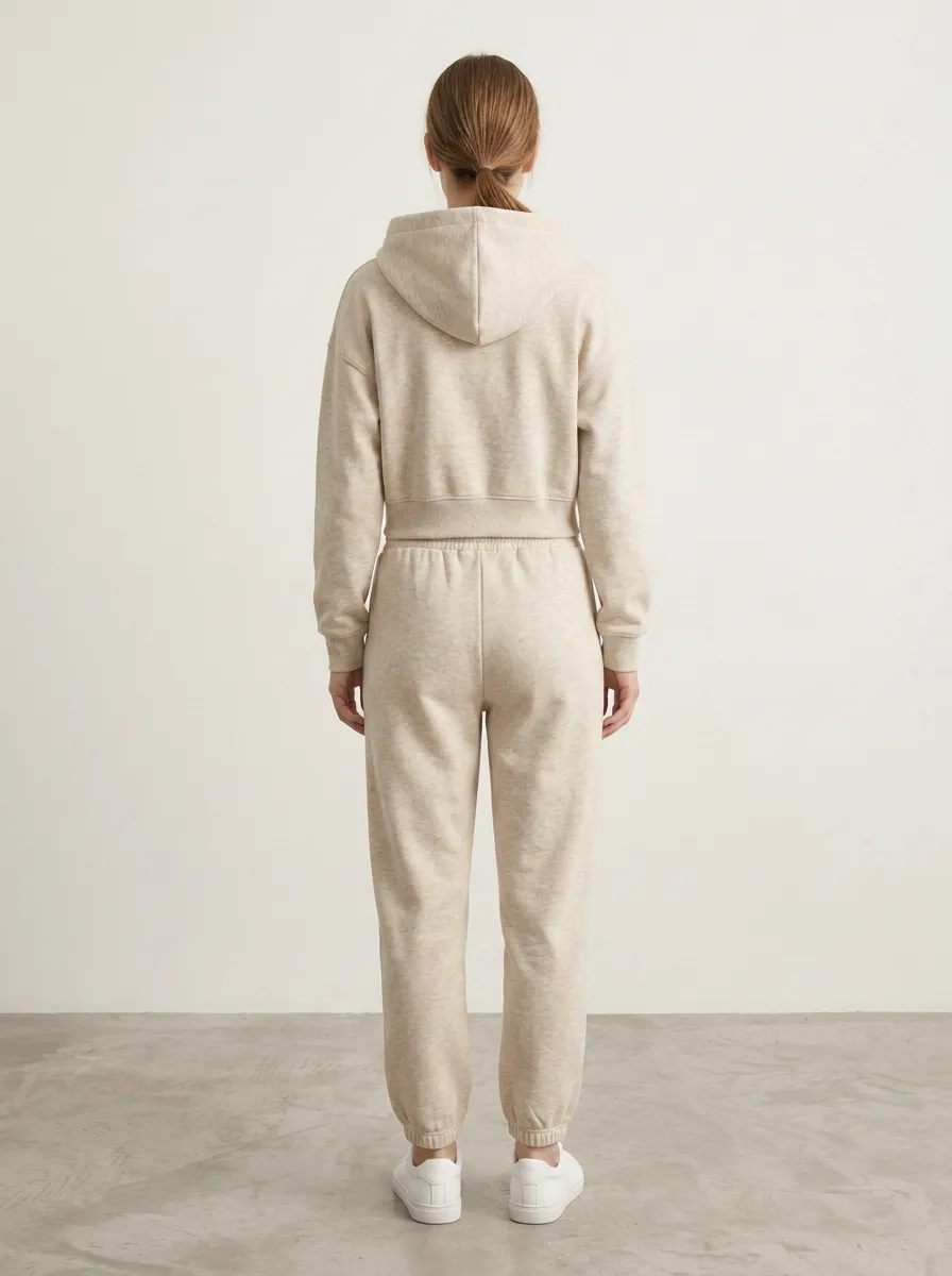 Jogger Minimal Women's Cropped Zip-Up Hoodie Jogger Active Set