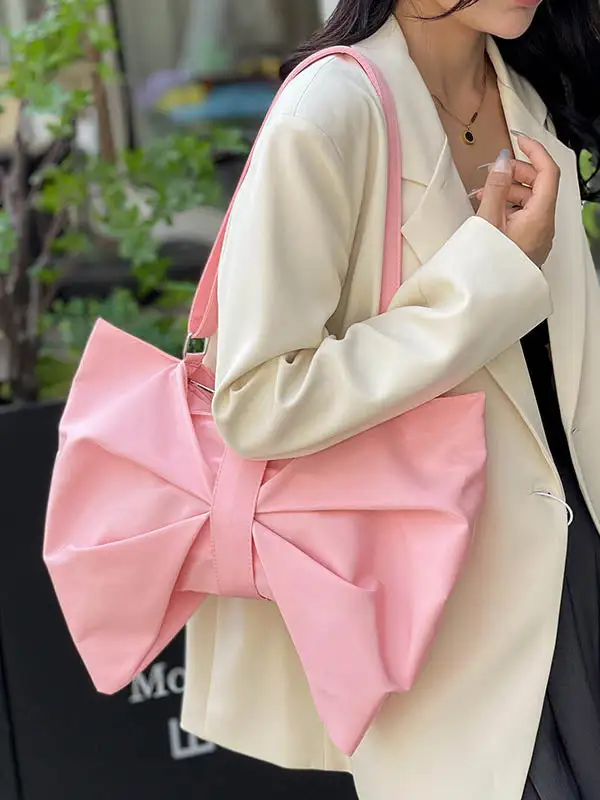 Bow Detail Zip Shoulder Bag