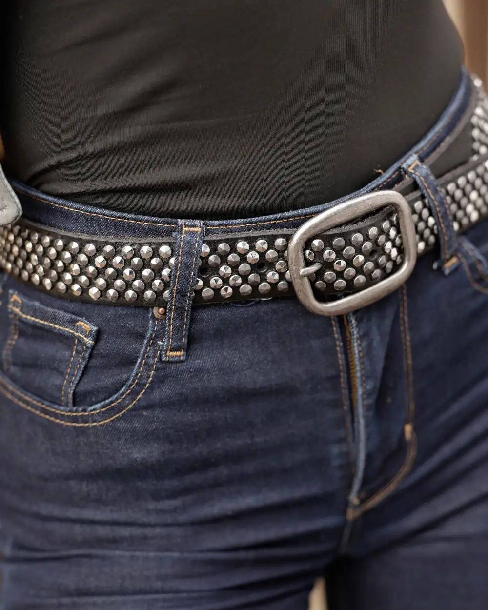 Pyramid Multi Studded Leather Waist Belt