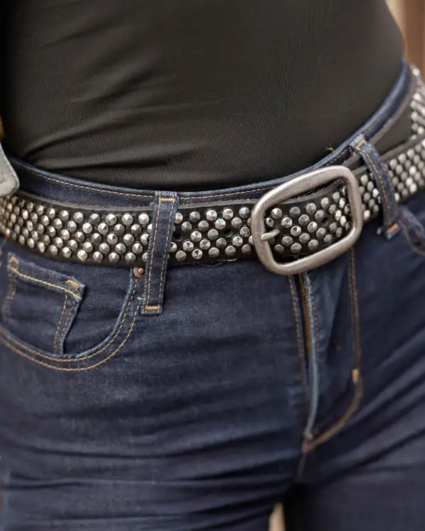 Pyramid Multi Studded Leather Waist Belt