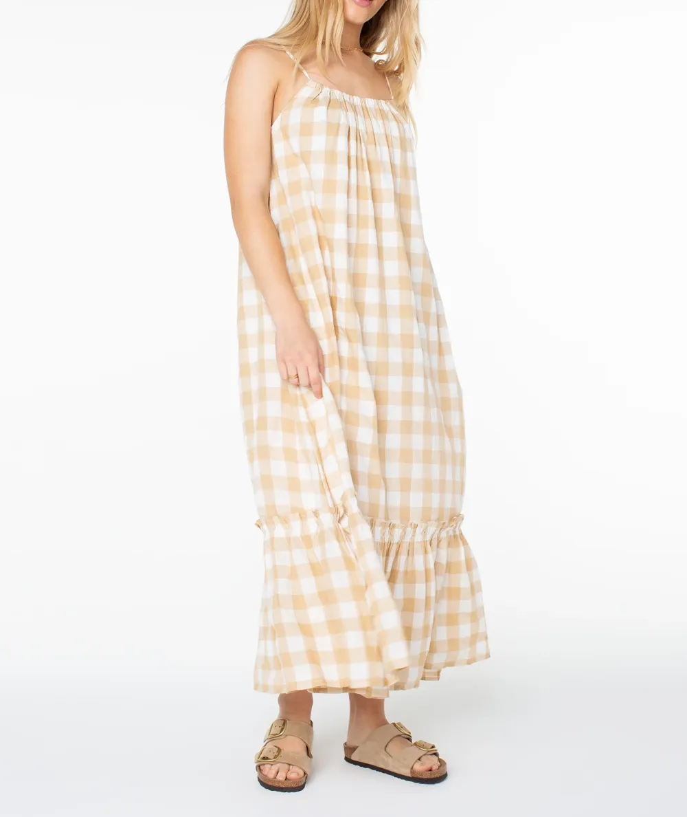 Checkered Bandeau Casual Dress