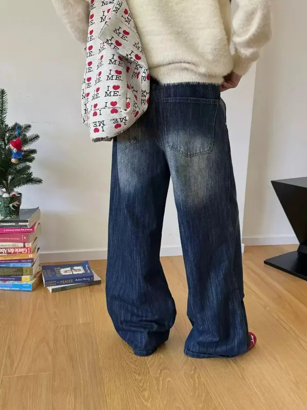 Faded Bamboo Pattern Jeans
