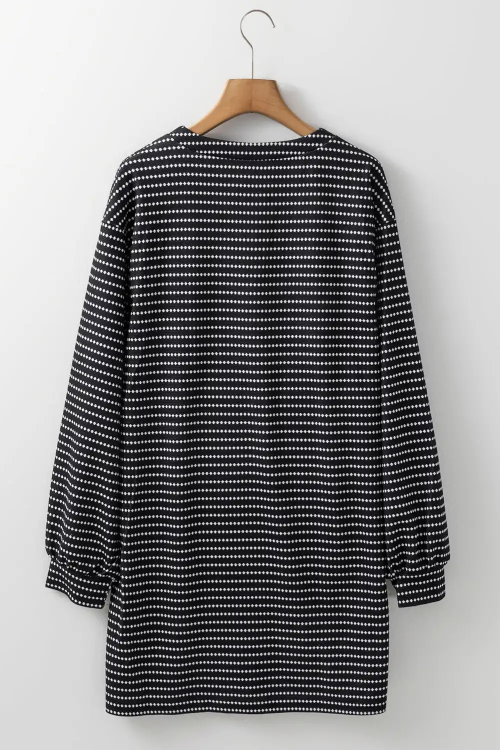 Striped V Neck Long Puff Sleeve Shift Dress