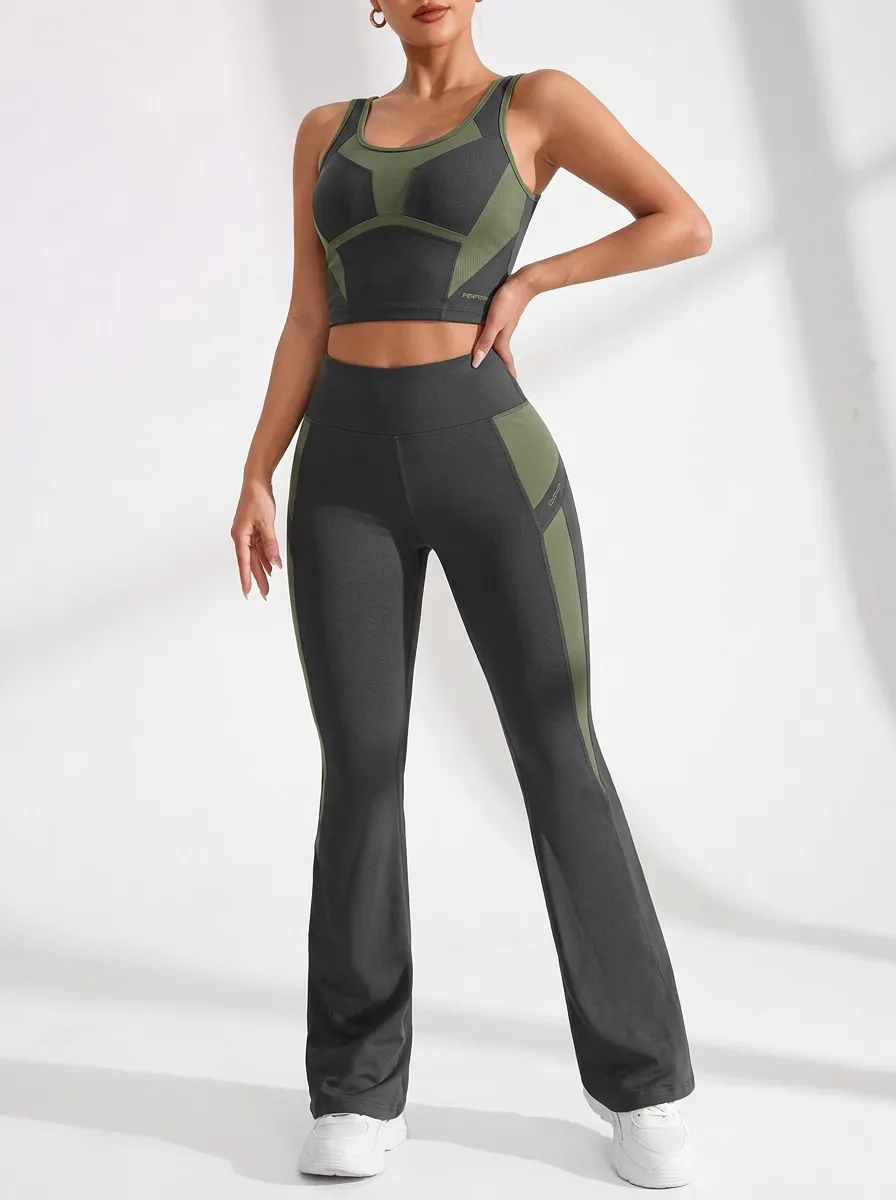 Paneled Colorblock Flare Active Set