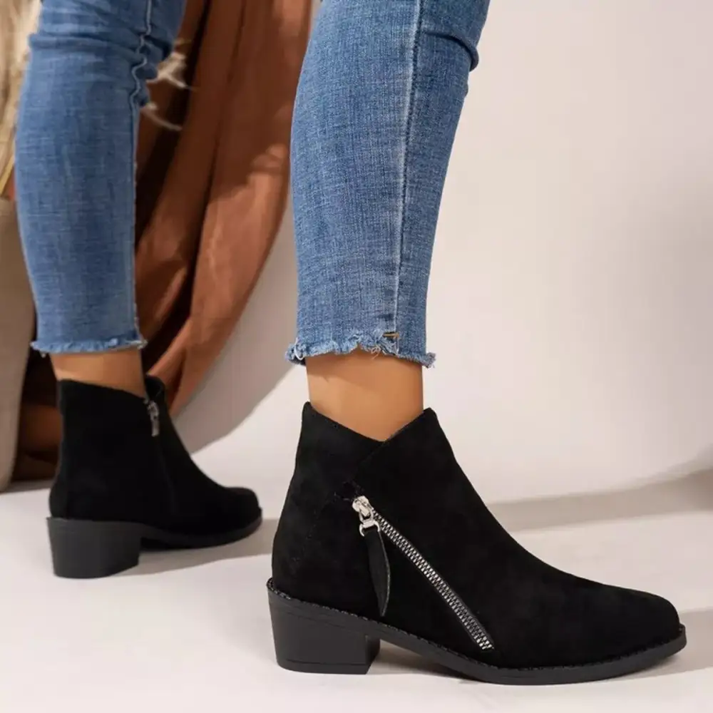 Sleek Pointed Toe Block Heel Boots