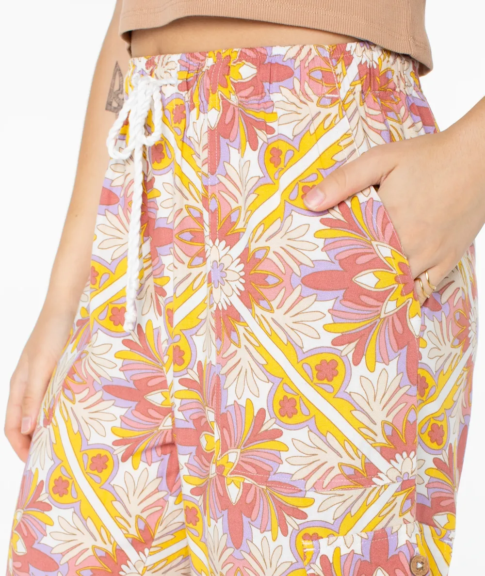 Stretch Waistband Drawstring Wide Pants