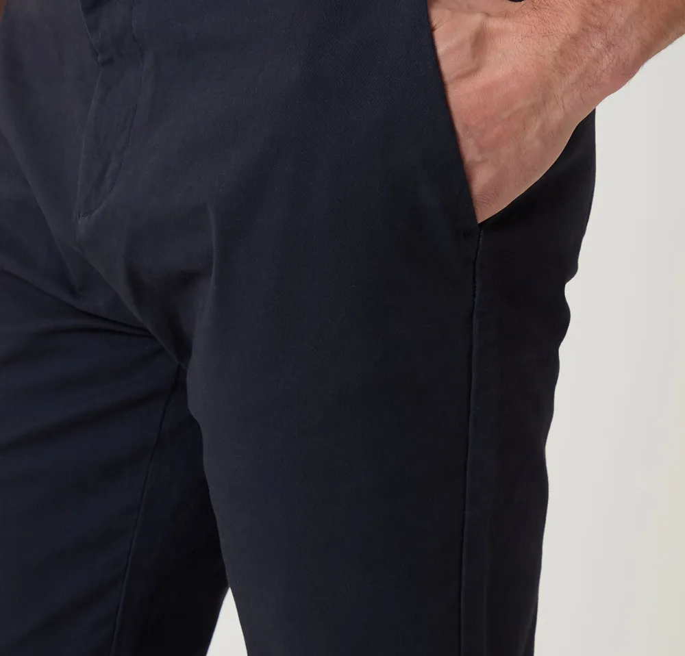 Men's Navy Cotton Blend Slim-Fit Pants