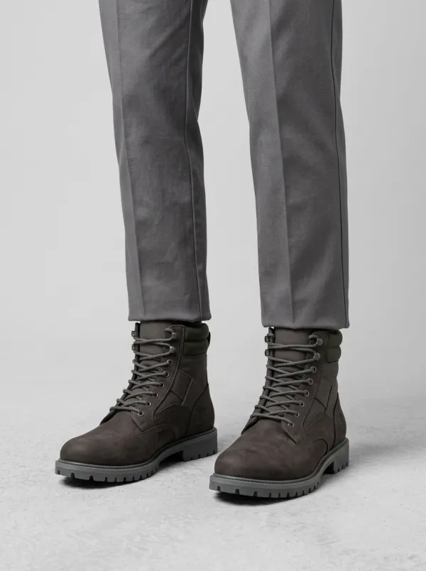 Unisex Tactical Style Canvas Leather Print Work Boots